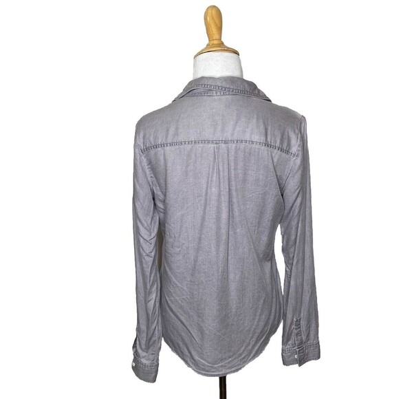 Rubbish Grey Gray Button Down Long Sleeve Shirt Size Small 100 % rayon - Picture 3 of 7